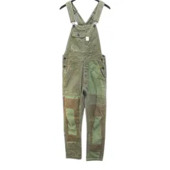ラルフローレン RALPH LAUREN サロペット オーバーオール ロング丈 XS 緑系 カーキ パッチワーク ダメージ 加工 ステッチ 刺繍のサムネイル
