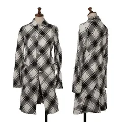 コムコム コムデギャルソンCOMME des GARCONS ワッシャーポリワバイアスチェックロングジャケット 黒白Sのサムネイル