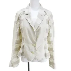 イッセイミヤケ ISSEY MIYAKE FETE A-POC INSIDE IF82FD034 ボーダー ジャケット 薄手 2 白系 ホワイト 日本製のサムネイル