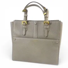ジョルジオアルマーニ GIORGIO ARMANI トートバッグ ハンドバッグ ゴールド金具 グレー レザーのサムネイル