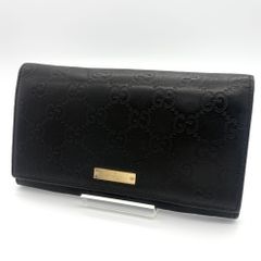 GUCCI グッチ 長財布 GGエンボス レザー 黒 ロゴプレート 二つ折り
