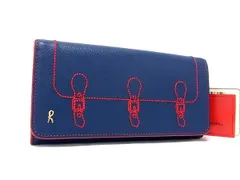 ■新品■未使用■ Roberta di Camerino ロベルタ ディ カメリーノ レザー 二つ折り 長財布 ウォレット ネイビー系×レッド系 FW4676
