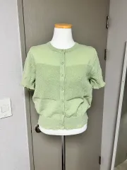 新品 ライトグリーン 夏 半袖 ニット カーディガンのサムネイル