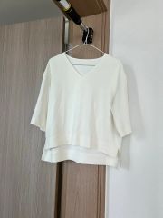 白 Vネック Tシャツ 半袖 freeのサムネイル