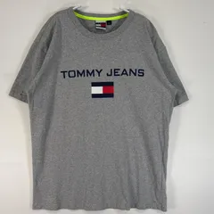 古着 トミージーンズ  半袖Tシャツ プリントロゴ クルーネック 肉厚 MEDIUM  グレー メンズ