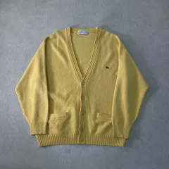 100 BURBERRY 90s 기마 ロゴ 옐로우 コットン カーディガンのサムネイル