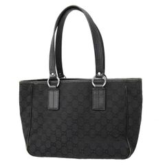 良品✨ グッチ トートバッグ ハンドバッグ 黒 キャンバス レザー GG柄