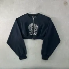 W95 ヴェルサーチェ ジーンズ クチュール 90s クロップド スウェット ジップアップのサムネイル