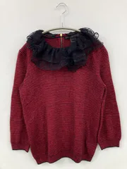 MARC BY MARC JACCOBS マークバイマークジェイコブス ニット/セーター S レッド カシミヤ ボーダー柄 フリル ミドル丈 長袖 クルーネック(丸首) レディースのサムネイル