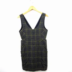 ドレスレイブ DRESSLAVE ワンピース チェック 丸首 ショート丈 ミニスカート 袖なし ノースリーブ ウール 38 グレー イエロー 灰 黄 /MT15のサムネイル