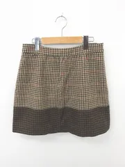 ジェイクルー J.CREW スカート 台形 ひざ丈 チェック ウール サイドファスナー 6 茶 ベージュ /TT8のサムネイル