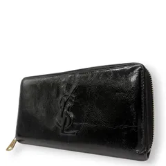イヴサンローラン Yves Saint Laurent YSL 長財布 ラウンドジップ パテントレザー エナメル ブラック 黒 ゴールド金具 ビッグロゴ デカロゴ クラシック エレガント ヴィンテージ 希少 レア ウォレット レディース お出かけ w2のサムネイル