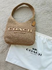 COACH ブルックリン ショルダー バッグ 28 新作 ストロー かごバッグ