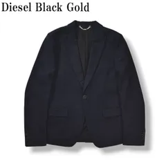 【極美品】 ディーゼル ブラックゴールド Diesel Black Gold ジャカード織り シングル 1B テーラードジャケット 通年 デザイナーズ キレイめ カジュアル くるみボタン 46 ネイビー メンズのサムネイル