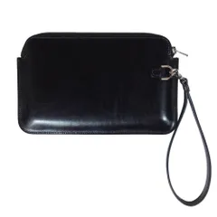 WILDSWANS ワイルドスワンズ MINAS (LL) SADDLE PULL UP + HANDSTRAP ミナス サドルプルアップレザー ハンドストラップ付き マルチケース ポーチ ブラック系【美品】【中古】のサムネイル