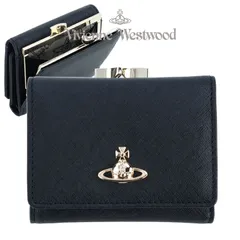 ヴィヴィアンウエストウッド 三つ折り財布 がま口 Vivienne Westwood レディース サフィアーノ コンパクト ウォレット ミニ財布 オーブ ブラック 51010018