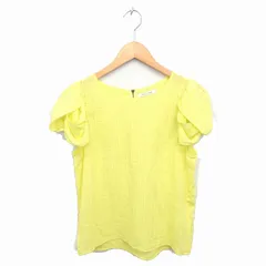 ブリスポイント BLISSPOINT カットソー Tシャツ 丸首 チェック 透け感 半袖 M 黄 イエロー /TT7のサムネイル