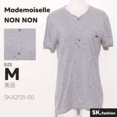 美品 Mademoiselle NON NON トップス ポロシャツ　半袖　総柄　刺繡　胸ポケット付き　スリット　綿100％のサムネイル
