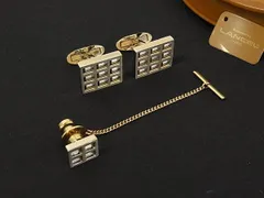 ■美品■ LANCEL ランセル カフリンクス カフスボタン タイタック ネクタイピン 2点セット シルバー系×ゴールド系 DN5956のサムネイル