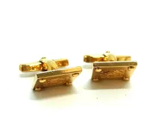 ■美品■ LOEWE ロエベ アナグラム カフリンクス カフスボタン アクセサリー ビジネス 紳士 メンズ ゴールド系 DN5351のサムネイル