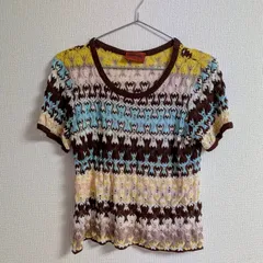 ミッソーニ MISSONI 総柄 レースニット 半袖カットソー マルチカラー サイズ42のサムネイル