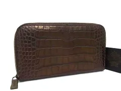 ■美品■ Orobianco オロビアンコ クロコダイル型押しレザー ラウンドファスナー 長財布 ウォレット 小銭入れ ブラウン系 DN5358のサムネイル