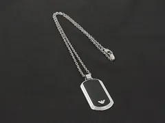 ■美品■ EMPORIO ARMANI エンポリオアルマーニ スチール ネックレス アクセサリー メンズ シルバー系×ブラック系 DN5131のサムネイル