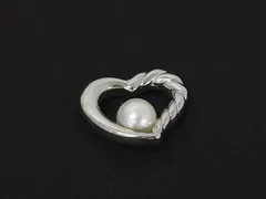 ■極美品■ TASAKI タサキ 本真珠 アコヤ真珠 パール 約7mm SV925 ハート ネックレストップ アクセサリー シルバー系 DN5119のサムネイル
