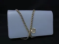 ■美品■ TOMMY HILFIGER トミーヒルフィガー レザー チェーン ショルダーバッグ  ショルダーウォレット ライトブルー系 DN7902のサムネイル