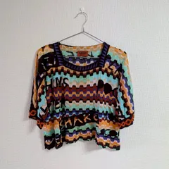 ミッソーニ MISSONI 総柄ニットプルオーバー 半袖 レーヨン マルチカラー サイズ42 イタリア製のサムネイル