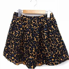 メイド イン ヘブン made in HEAVEN スカート 総柄 フレア ミニ ジップ S イエロー 黄 ネイビー 紺 /FT30のサムネイル