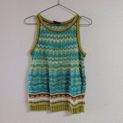 MISSONI ミッソーニ ボーダー 透かし編み ニットタンクトップ 