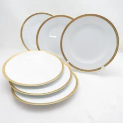美品 OKURA 大倉陶園 片葉金蝕 中皿 6枚 セット 20cmプレート デザート 金彩 SU14411U1 のサムネイル