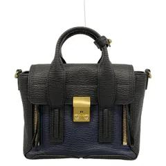 3.1 Phillip lim(スリーワンフィリップリム) ハンドバッグ パシュリミディアムサッチェル 黒×ネイビー レザーのサムネイル