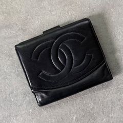 CHANEL 二つ折り財布 エナメル ブラック - メルカリ