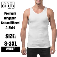 [新品/S-3XL] PRO CLUB / プロクラブ PRO CLUB プレミアムリブタンクトップ ホワイト　WHITE Premium Ringspun Cotton Ribbed A-Shirtのサムネイル