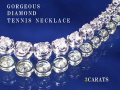 K18WG 3.00ct ダイヤモンド テニスネックレス ダイヤ 長さ約41 