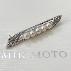 【極美品】ミキモト ５玉パールブローチ リボン シルバー 愛子様御着用モデル 極美品】ミキモト 5玉パールブローチ リボン シルバー 愛子様御着用