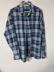 CHECK柄 長袖シャツ ブルー/グレー95のサムネイル