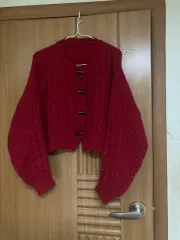 ケーブル編み ニットカーディガン