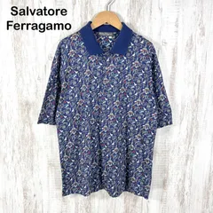 Salvatore Ferragamo サルヴァトーレフェラガモ イルカ 総柄 半袖ポロシャツ ブルーのサムネイル