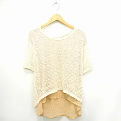 アフリカタロウ AFRICA TARO ニット セーター 水玉 ドット柄 丸首 半袖 M アイボリー ブラウン 茶 /MT2のサムネイル