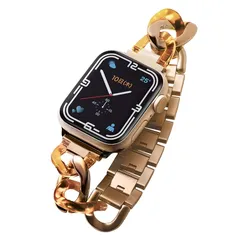 エレコム Apple Watch (アップルウォッチ) バンド 41mm 40mm 38mm [Apple Watch 8 7 SE2 SE 6 5 4 3 2 1 対応] ステンレス チェーンタイプ クリアパーツ ゴールド AW-41BDSSCPGD 1