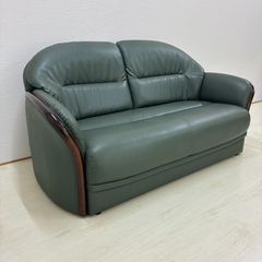 カリモク 本革 2P ラブソファ モスグリーン - メルカリ