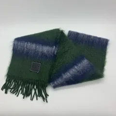 267000693 LOEWE ロエベ モヘア ウール スカーフ マフラー ブルー&グリーン