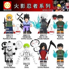NARUTO 미니 피규어 8점 세트 레고 호환 레고 인형의 블록 무기 방어구 첨부 록·리/하타케 카카시/우치하 사스케/웨이브 미나토/우치하 마다라/가이와 WM6109