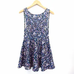リリディア Lilidia ワンピース 膝丈 ノースリーブ 花柄 薔薇 バックオープン 0 ブラック /ST24のサムネイル