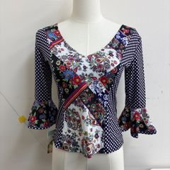 Prima Boutique】社交ダンス衣装 ドレス ワンピース 青 ブルー 薔薇柄