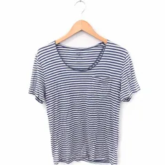 ステュディオス STUDIOUS Tシャツ カットソー ボーダー胸ポケット 丸首 半袖 L グレー ホワイト 白 /FT52のサムネイル