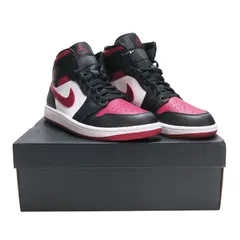 新品同様 NIKE ナイキ AIR JORDAN 1 MID 554724 066 エアジョーダン 1 ミッド ブラック ノーブルレッド ホワイト スニーカー バッシュ サイズ27.5cm(US9.5) June